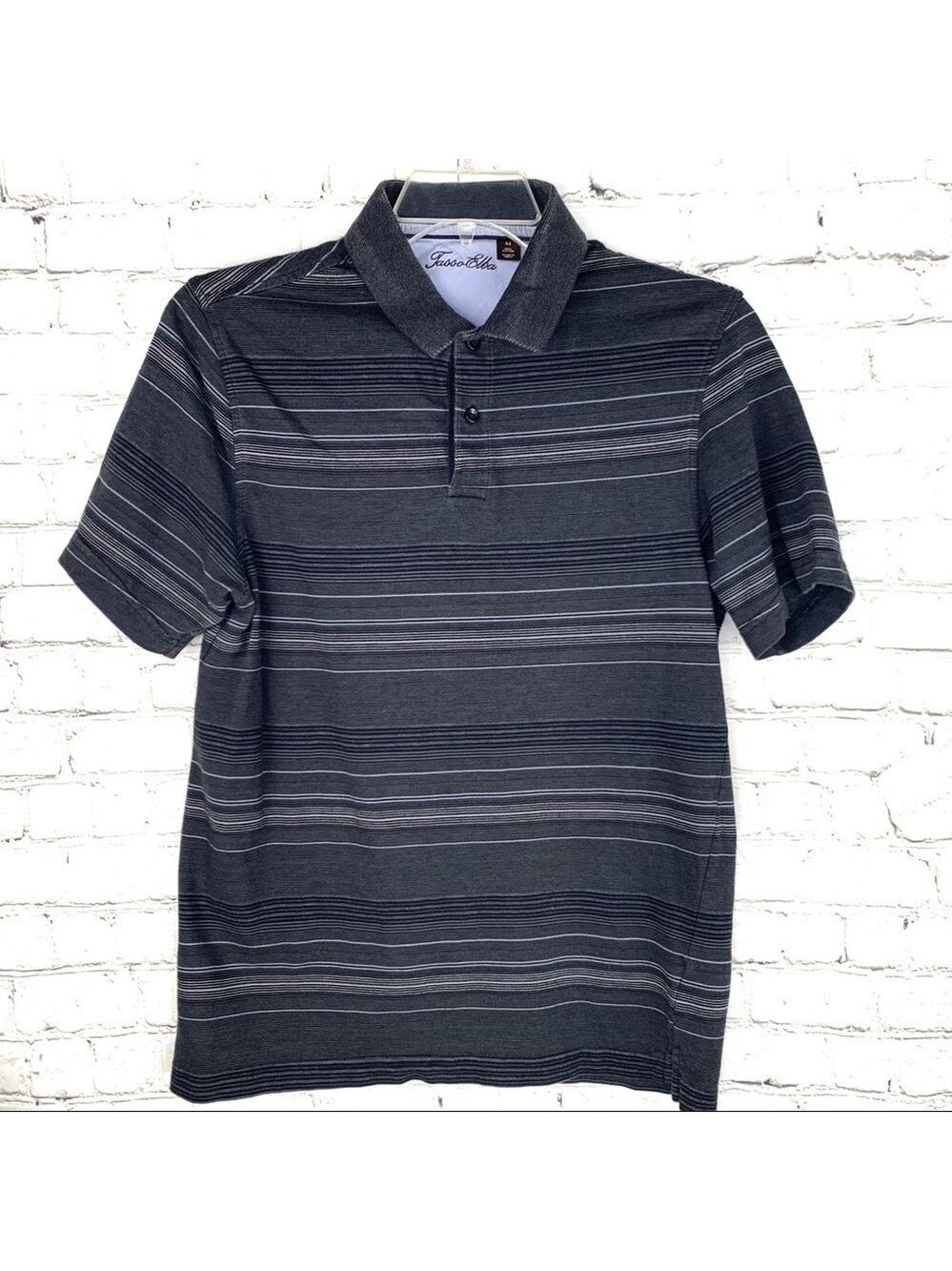 Euc-tasso Elba Pattern, Textured, Striped, Short Sleeve, Golf Polo Shirt MD